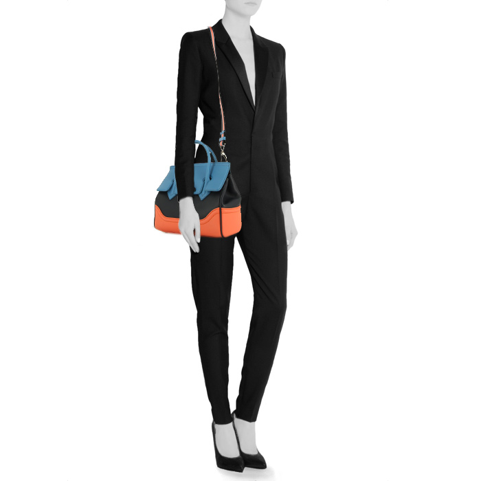 Borsa Versace Palazzo Empire in pelle tricolore rosa Peche blu Celeste e blu notte - Detail D1