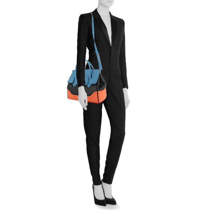 Borsa Versace Palazzo Empire in pelle tricolore rosa Peche blu Celeste e blu notte - Detail D3