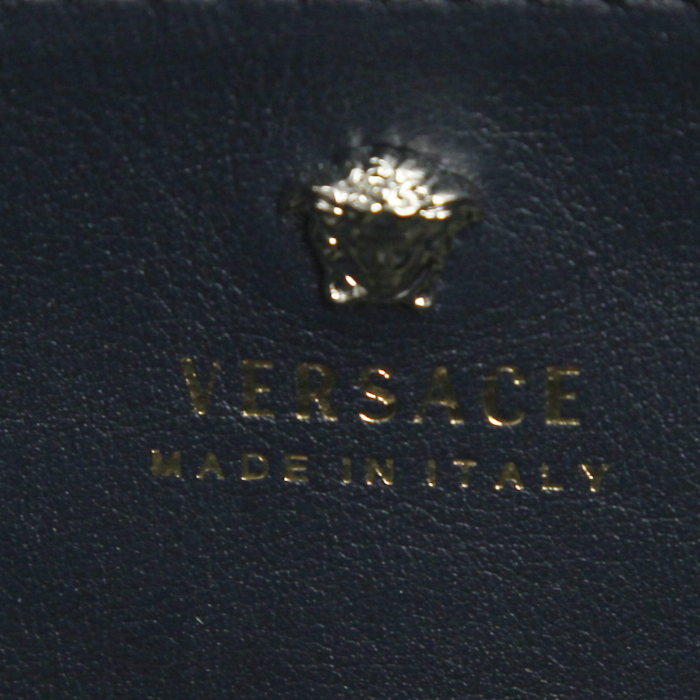 Borsa Versace Palazzo Empire in pelle tricolore rosa Peche blu Celeste e blu notte - Detail D5