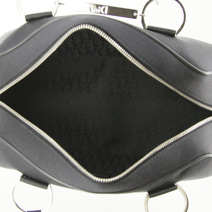 Bolso de mano Dior en lona negra y cuero negro - Detail D2
