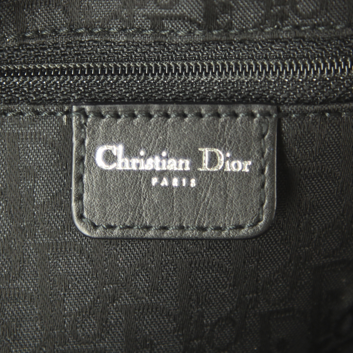 Sac à main Dior en toile noire et cuir noir - Detail D3