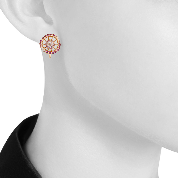 Boucheron Ma Jolie earrings in pink gold,  diamonds and sapphires - Detail D1