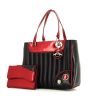 Dior Cadillac handbag in black quilted leather and red patent leather - 00pp thumbnail