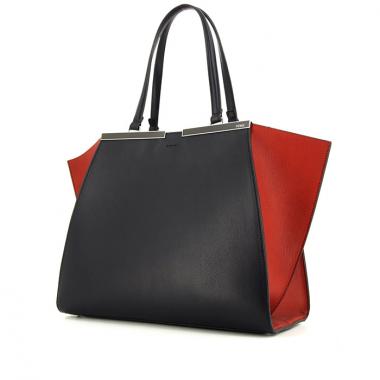 Bolso de mano Fendi 2 Jours en cuero negro y cuero rojo