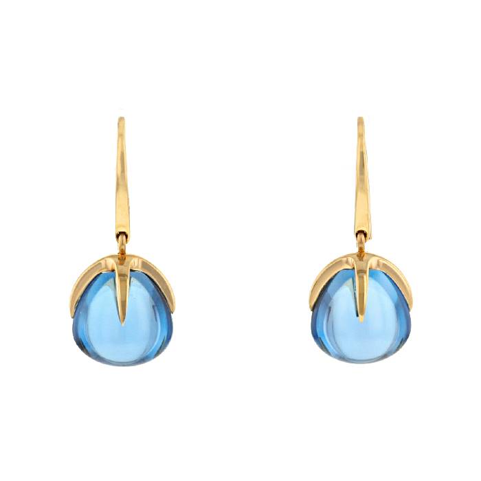 Paire de pendants d'oreilles Pomellato Veleno en or rose et topazes bleues - 00pp