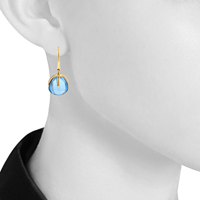 Pendientes colgantes Pomellato Veleno en oro rosa y topacios azules - Detail D1