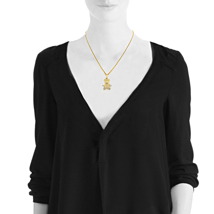 Collier Pomellato Orsetto moyen modèle en or jaune,  or blanc et diamants - Detail D1