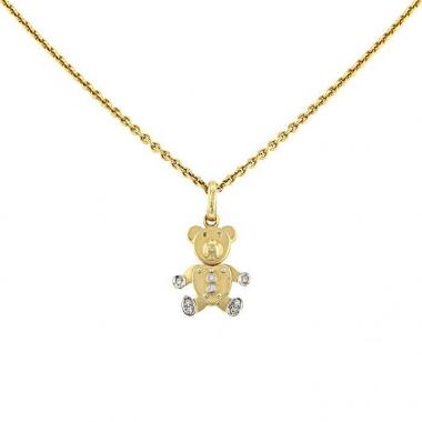 Pomellato Orsetto medium model necklace in yellow gold,  white gold and diamonds