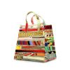 Shopping bag Hermes in seta multicolore rossa verde e gialla a motivi orizzontali e plastico trasparente - 00pp thumbnail