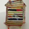 Hermes shopping bag in red, green and yellow multicolor silk and transparent plastic - Detail D2 thumbnail