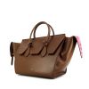 Celine Tie Bag handbag in brown leather and pink suede - 00pp thumbnail