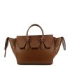 Celine Tie Bag handbag in brown leather and pink suede - 360 thumbnail