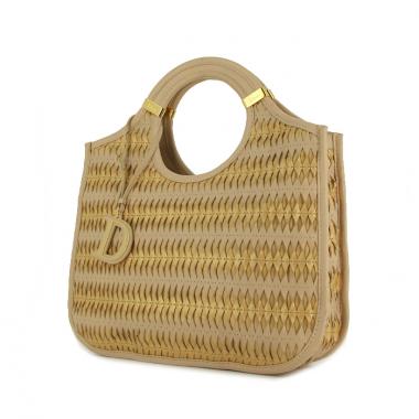Bolso de mano Dior Diorita  en cuero trenzado dorado y beige rosado