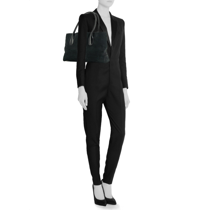 Tod's D-Bag handbag in black suede and black leather - Detail D1