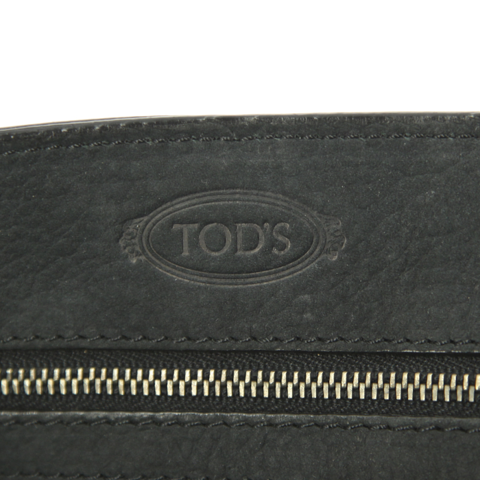 Tod's D-Bag handbag in black suede and black leather - Detail D5