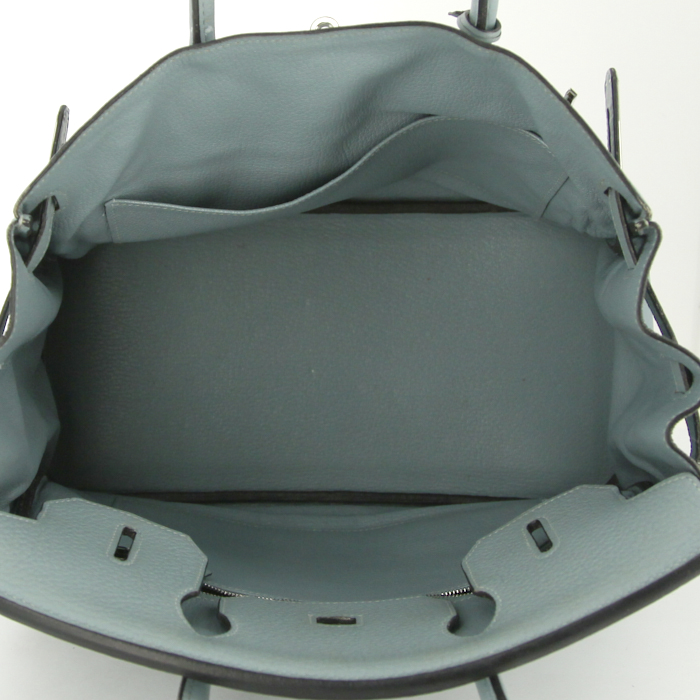 Hermes Birkin 30 cm handbag in grey blue togo leather - Detail D2