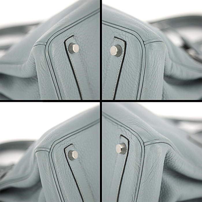 Hermes Birkin 30 cm handbag in grey blue togo leather - Detail D5