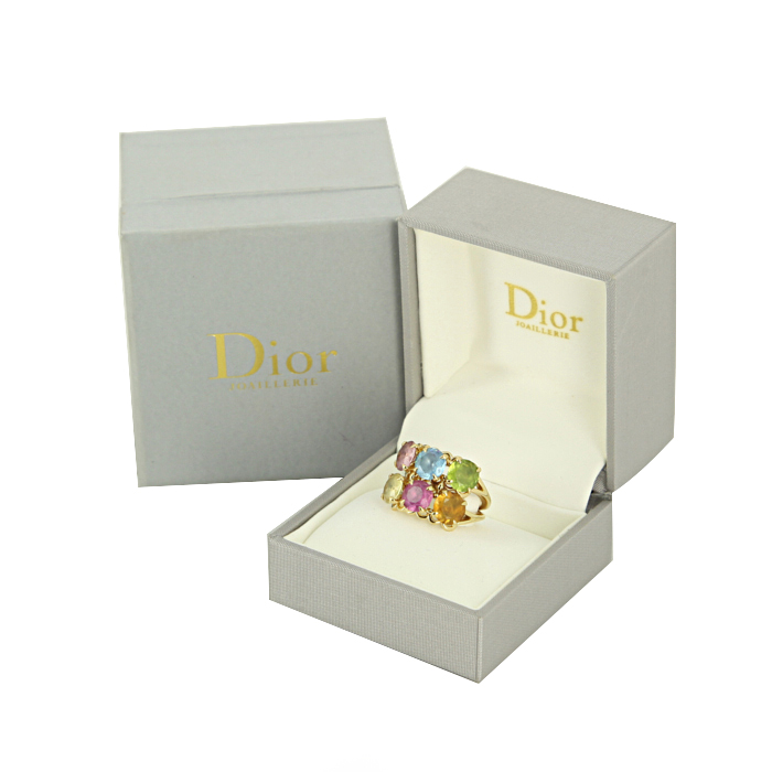 Bague Dior Suivez Moi en or jaune et pierres de couleurs - Detail D2