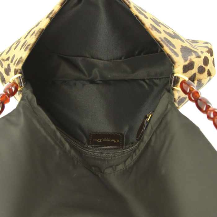 Borsa Dior Malice in puledro nero e giallo con motivo animalier e tessuto nero - Detail D3