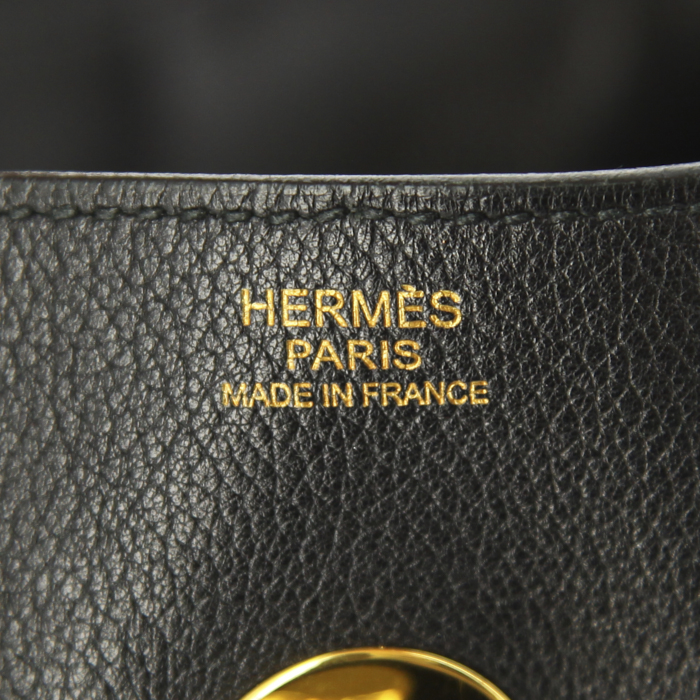 Hermes Lindy handbag in black Swift leather - Detail D4