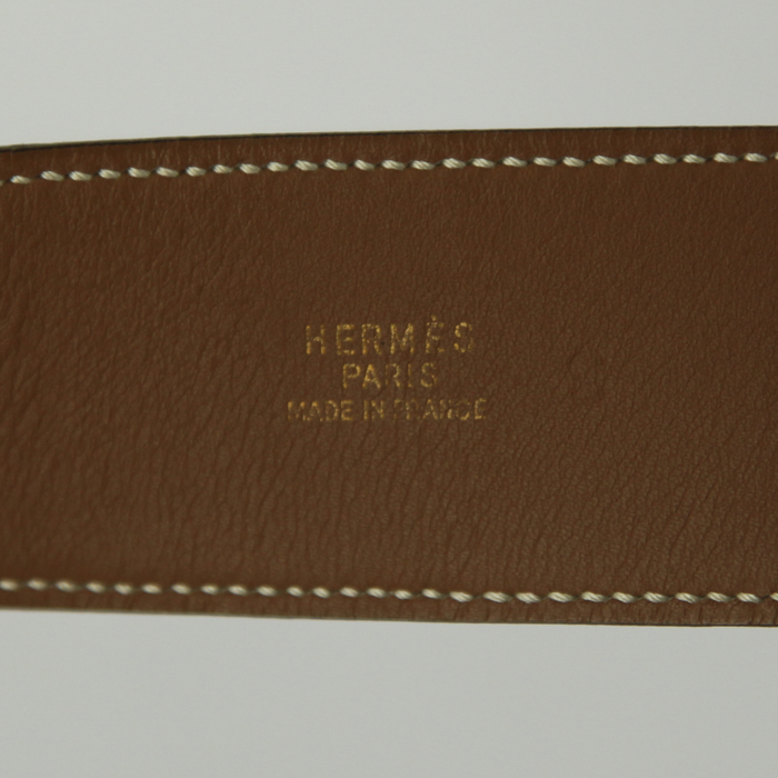 Cinturón Hermes Médor modelo pequeño en cuero epsom blanco - Detail D2