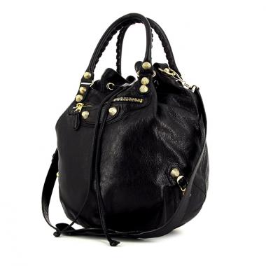 Bolso de mano Balenciaga Pompon en cuero negro