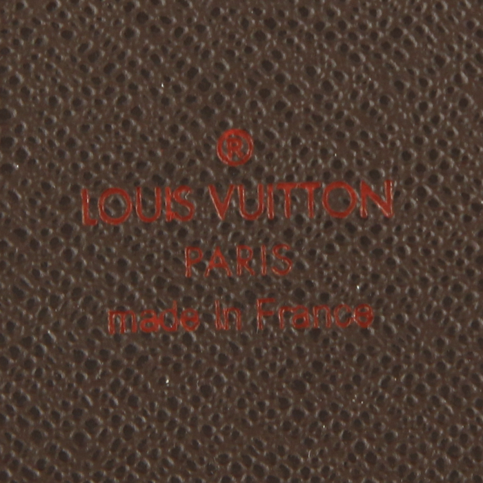 Portefeuille Louis Vuitton en toile damier enduite ébène et cuir marron - Detail D3
