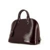 Louis Vuitton Alma medium model handbag in plum epi leather and plum patent leather - 00pp thumbnail