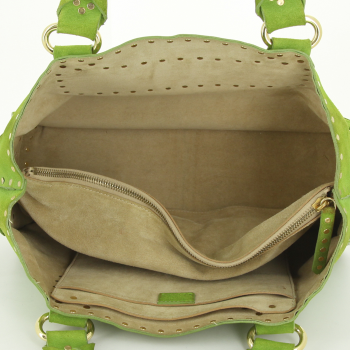 Sac à main Celine Boogie en daim vert-pomme - Detail D2