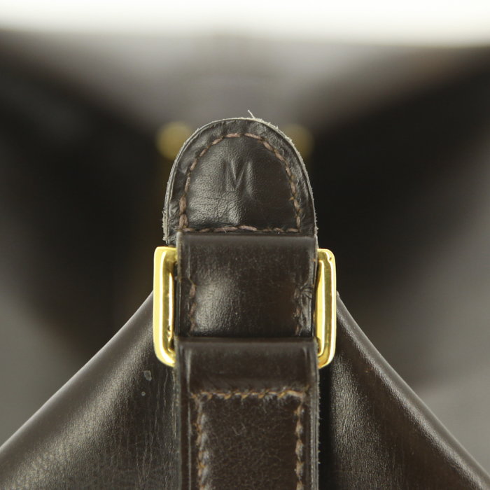 Hermes vanity case in dark brown box leather - Detail D4