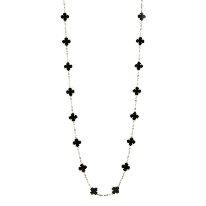 Sautoir Van Cleef & Arpels Alhambra Vintage en or blanc et onyx