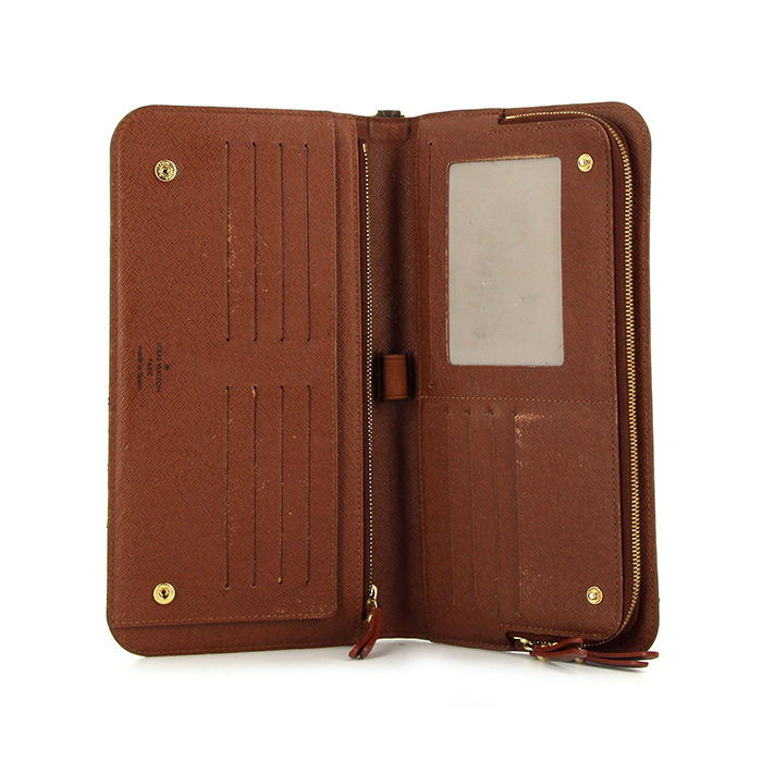 Portefeuille Louis Vuitton Zippy en toile monogram et cuir marron - Detail D2