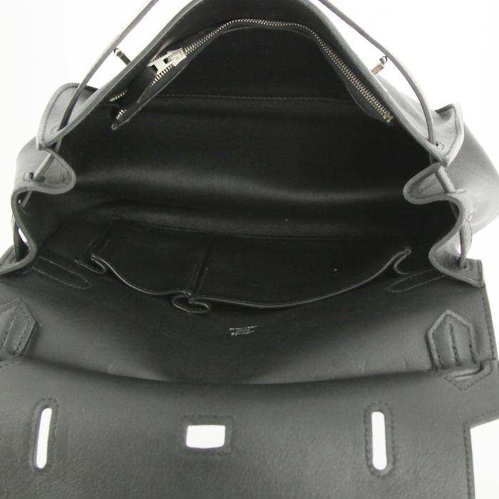 Borsa bisaccia Hermes Jypsiere modello piccolo in pelle Swift nera - Detail D2