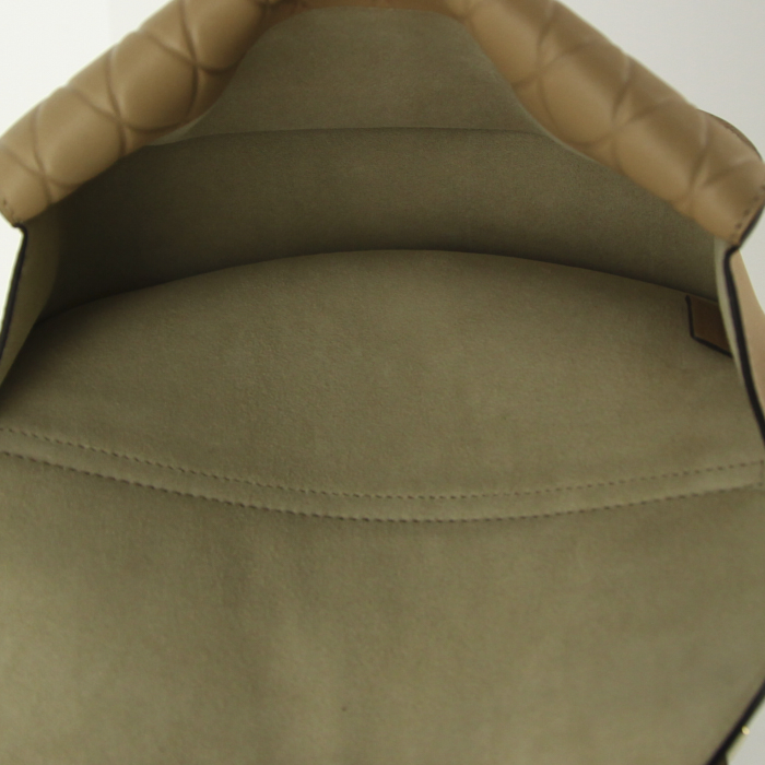 Bolso bandolera Chloé Georgia en cuero acolchado beige - Detail D2
