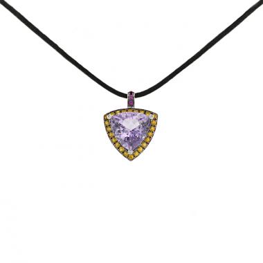 Colgante Mauboussin Tellement subtile pour toi en oro blanco,  amatista y zafiros rosas y en amatista
