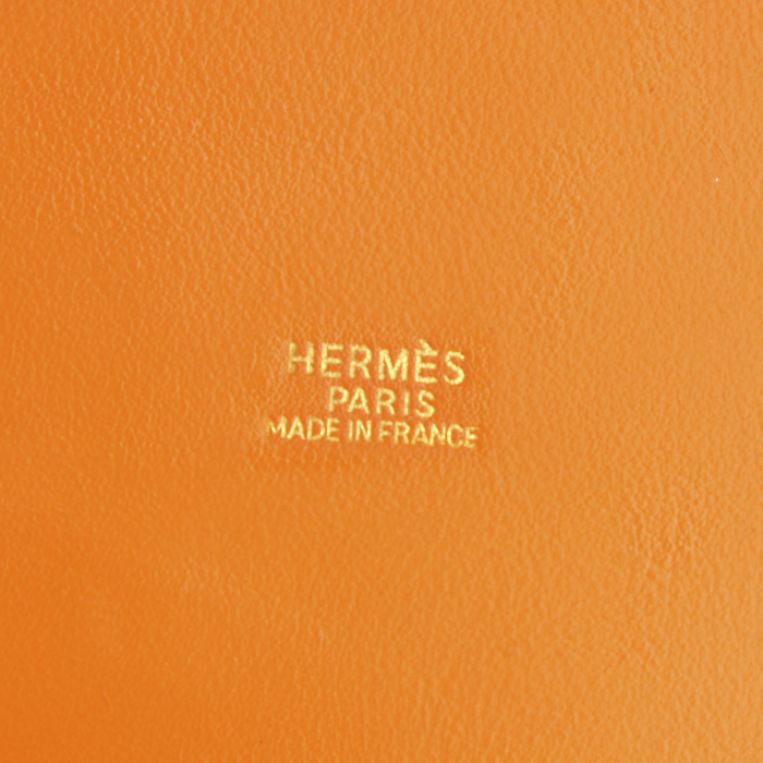 Shopping bag Hermes Market in pelle arancione - Detail D4