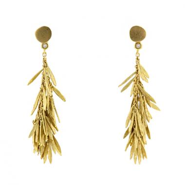 Pendientes colgantes movibles H. Stern Feathers en oro amarillo y diamantes