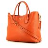 Prada Sac Cabas shopping bag in orange grained leather - 00pp thumbnail
