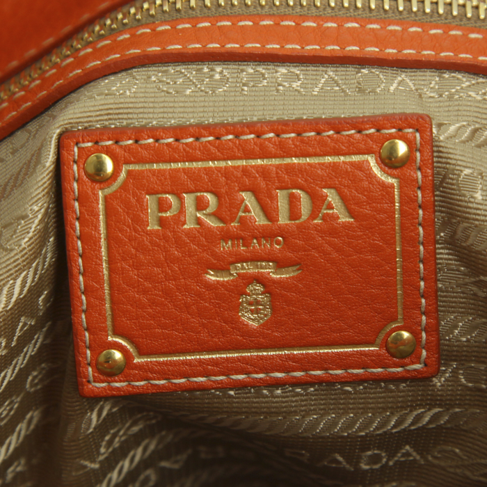 Sac cabas Prada Sac Cabas en cuir grainé orange - Detail D4