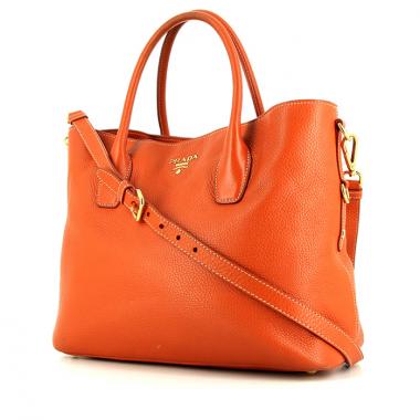 Bolso Cabás Prada Sac Cabas en cuero granulado naranja