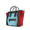 Celine Luggage medium model handbag in light blue and red foal and black leather - 00pp thumbnail