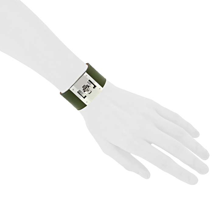 Hermes Kelly bracelet in leather and palladium - Detail D1