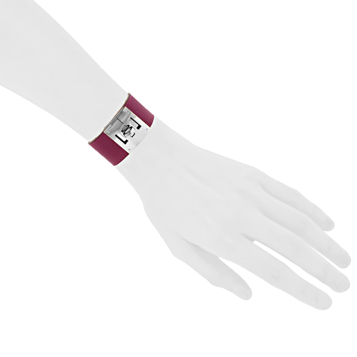 Hermes Kelly bracelet in leather and palladium - Detail D1
