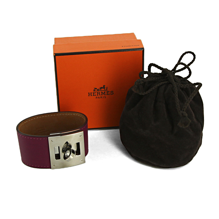 Hermes Kelly bracelet in leather and palladium - Detail D2