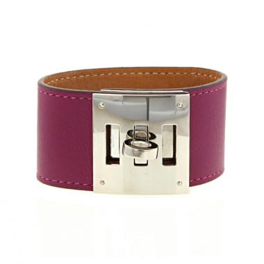 Brazalete Hermes Kelly en cuero rosa Tosca y paladio