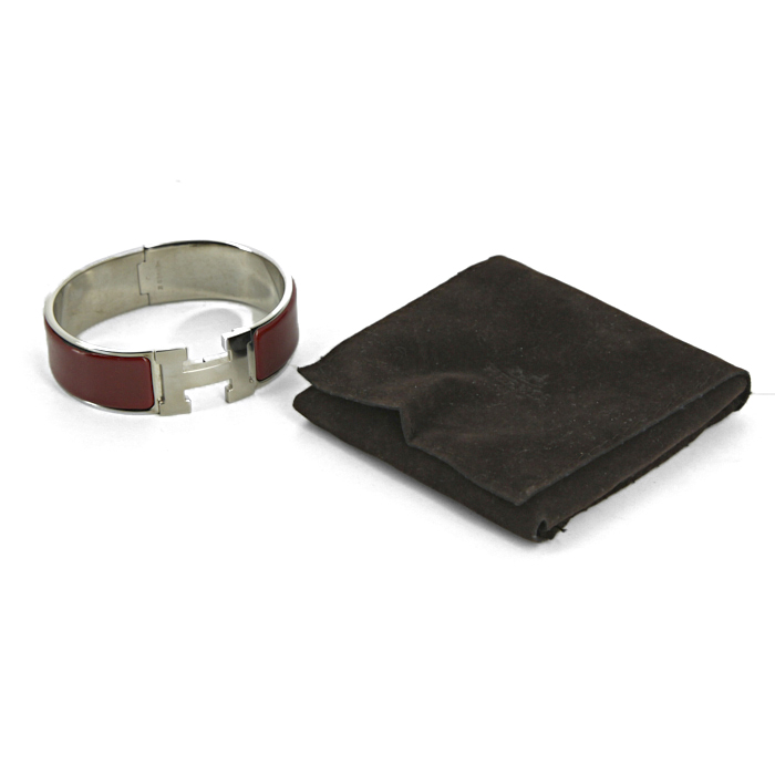 Opening Hermes Clic Clac large model bracelet in palladium and enamel