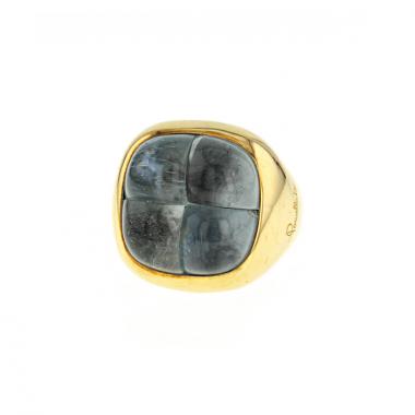Anello Pomellato Mosaique in oro giallo e acquamarina