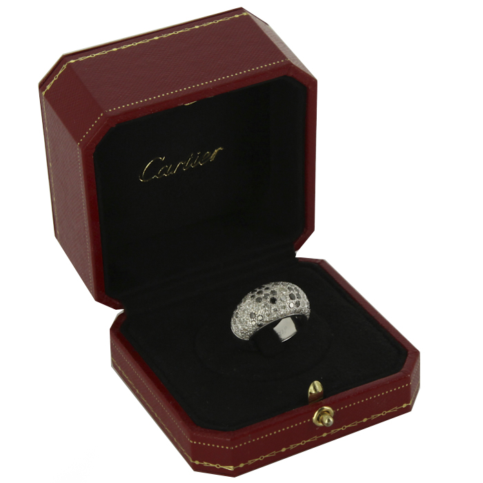 Anello Cartier Sauvage in oro bianco, diamanti neri e diamanti bianchi - Detail D2