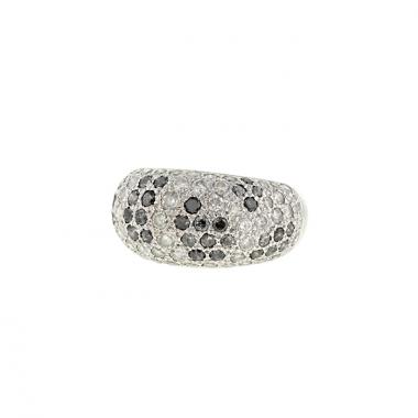 Anello Cartier Sauvage in oro bianco,  diamanti neri e diamanti bianchi