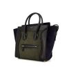 Celine Luggage handbag in dark blue and khaki felt and black leather - 00pp thumbnail